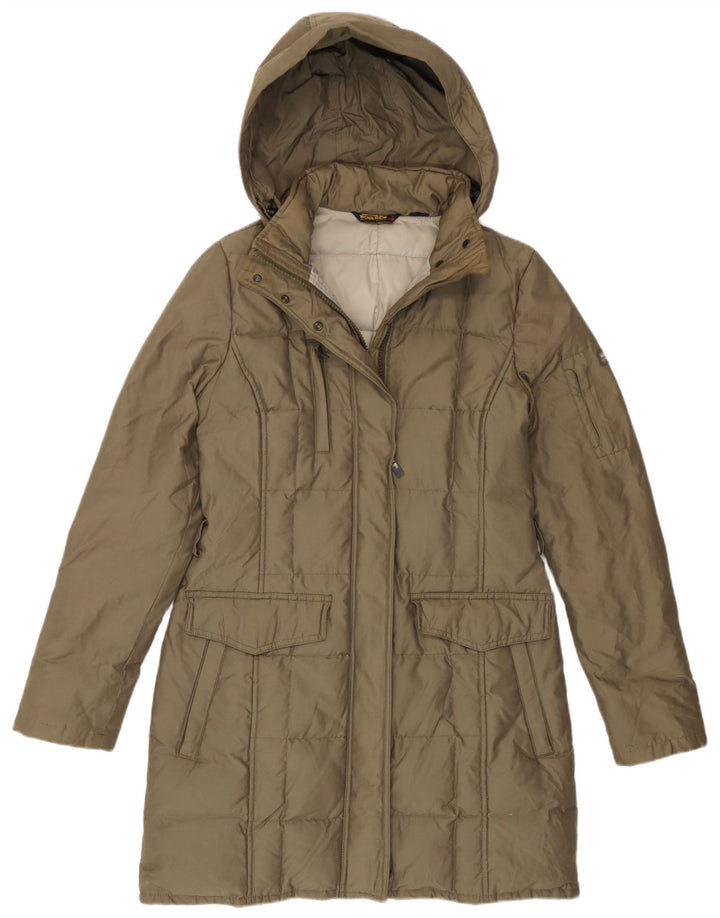 Woolrich ženski podstavljeni kaput s kapuljačom UK 14 Srednji kaki pamuk