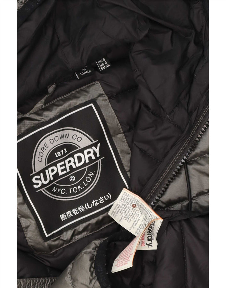 Superdry ženska podstavljena jakna s kapuljačom UK 8 mali sivi poliester