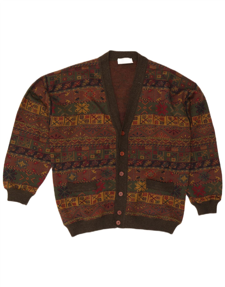 Bluster muški kardigan pulover Large kaki Fair Isle vuna