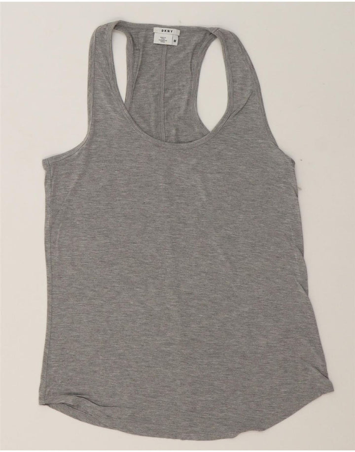 DKNY Womens Vest Top UK 12 Medium Grey Modal Vintage Dkny and Second-Hand Dkny from Messina Hembry 
