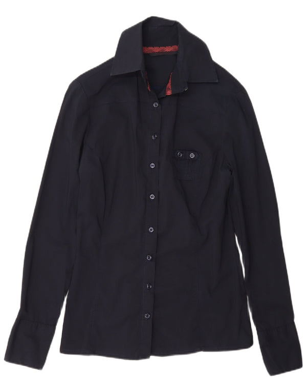 Silvian Heach Womens Shirt UK 12 Medium Navy Blue