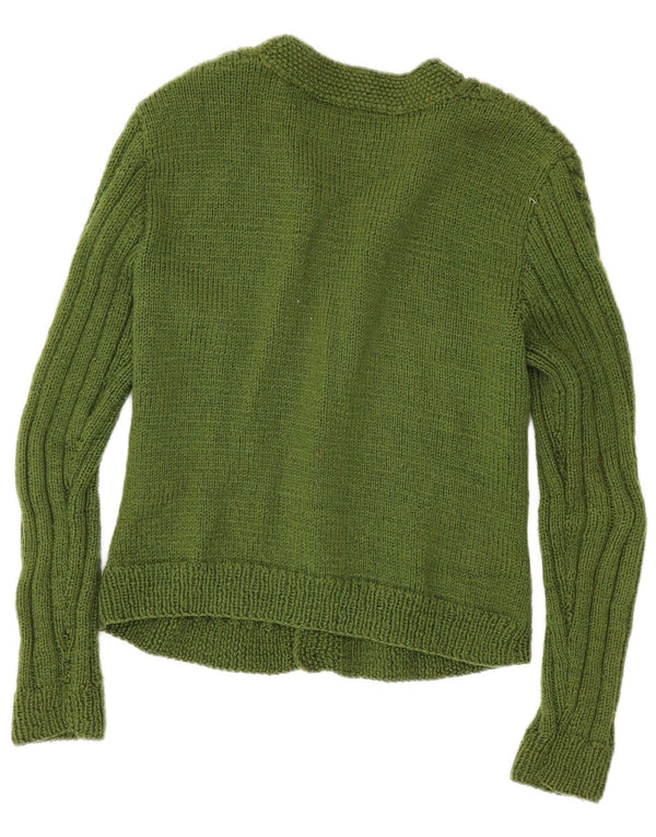 Vintage ženski kratki kardigan pulover UK 10 Small Green