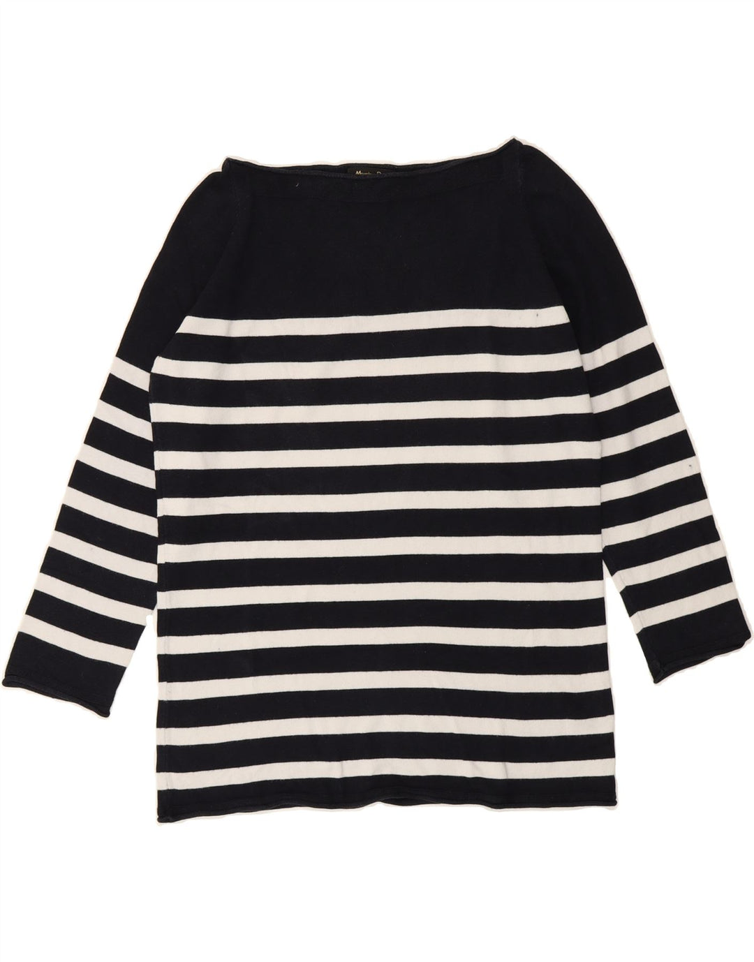 MASSIMO DUTTI Womens Boat Neck Jumper Sweater UK 14 Medium Navy Blue Vintage Massimo Dutti and Second-Hand Massimo Dutti from Messina Hembry 