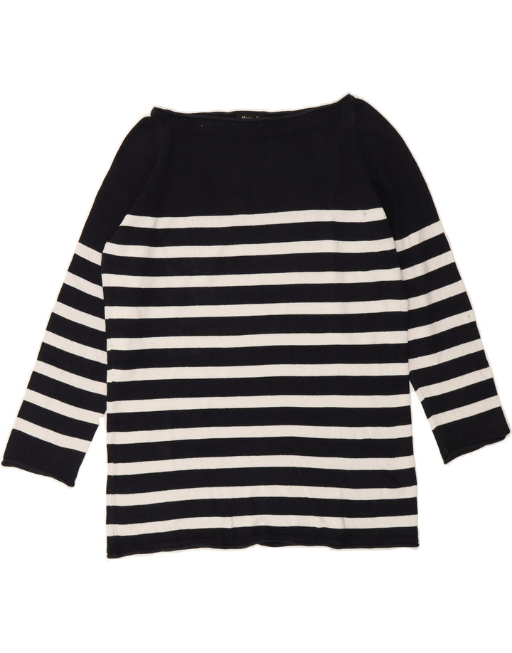 MASSIMO DUTTI Womens Boat Neck Jumper Sweater UK 14 Medium Navy Blue Vintage Massimo Dutti and Second-Hand Massimo Dutti from Messina Hembry 