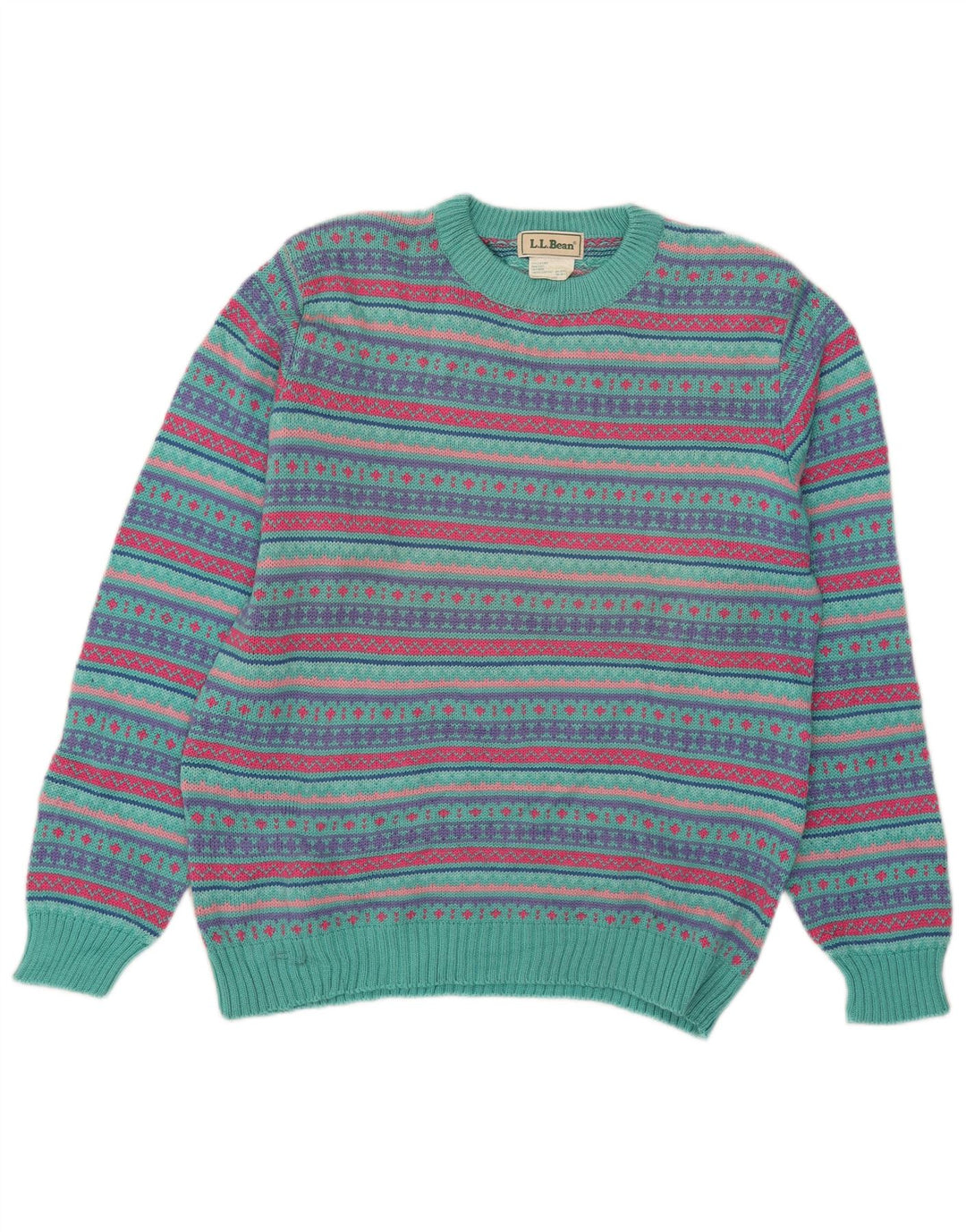 L.L.Bean muški džemper s okruglim izrezom Veliki raznobojni Fair Isle vuneni