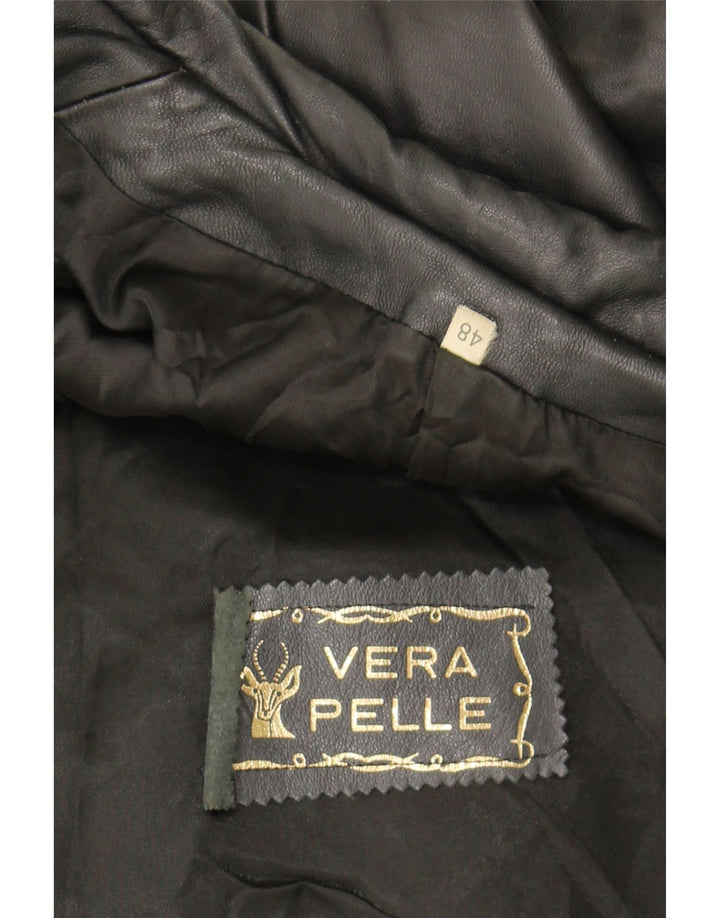 VINTAGE Womens Oversized Leather Coat IT 48 XL Black Leather Vintage Vintage and Second-Hand Vintage from Messina Hembry 