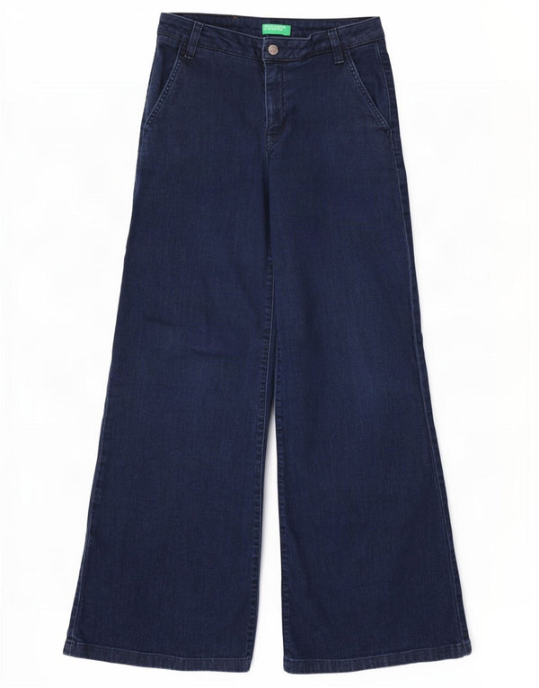 Benetton ženske široke traperice UK 10 male W28 L31 tamnoplave