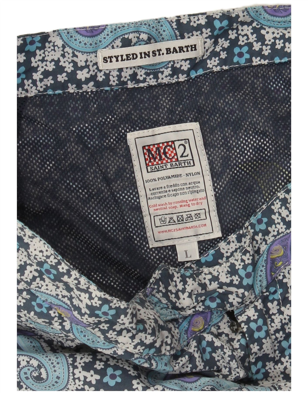 MC2 SAINT BARTH Muške kratke kupaće hlače od poliamida Large Blue Paisley
