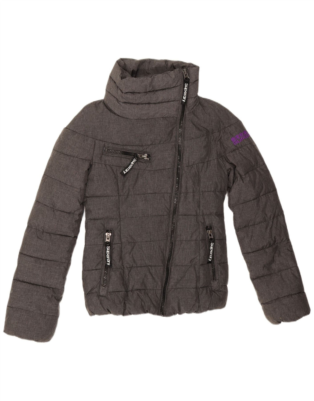 Superdry ženska grafička podstavljena jakna UK 6 XS sivi poliester