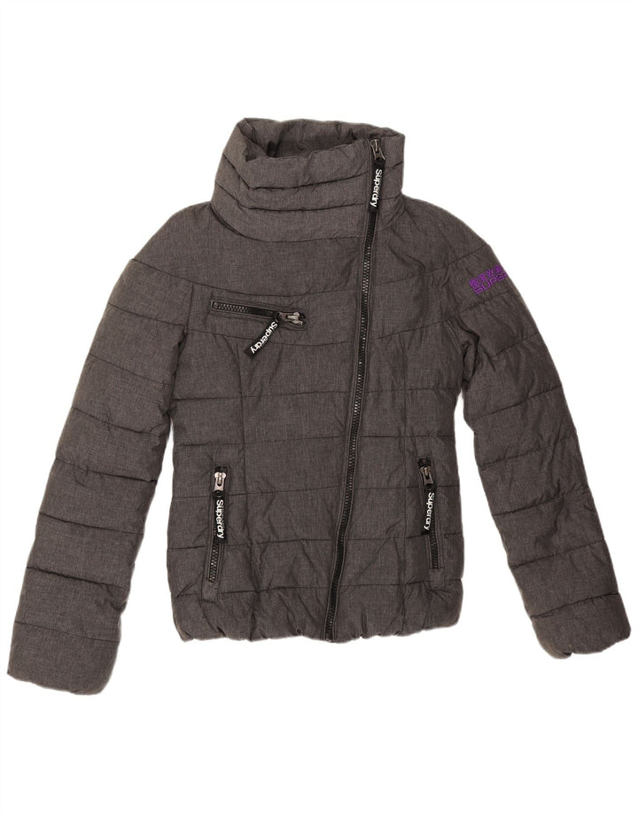 Superdry ženska grafička podstavljena jakna UK 6 XS sivi poliester
