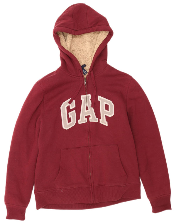 Gap Womens Oversized Zip Hoodie Sweater UK 10 Small Burgundy Cotton