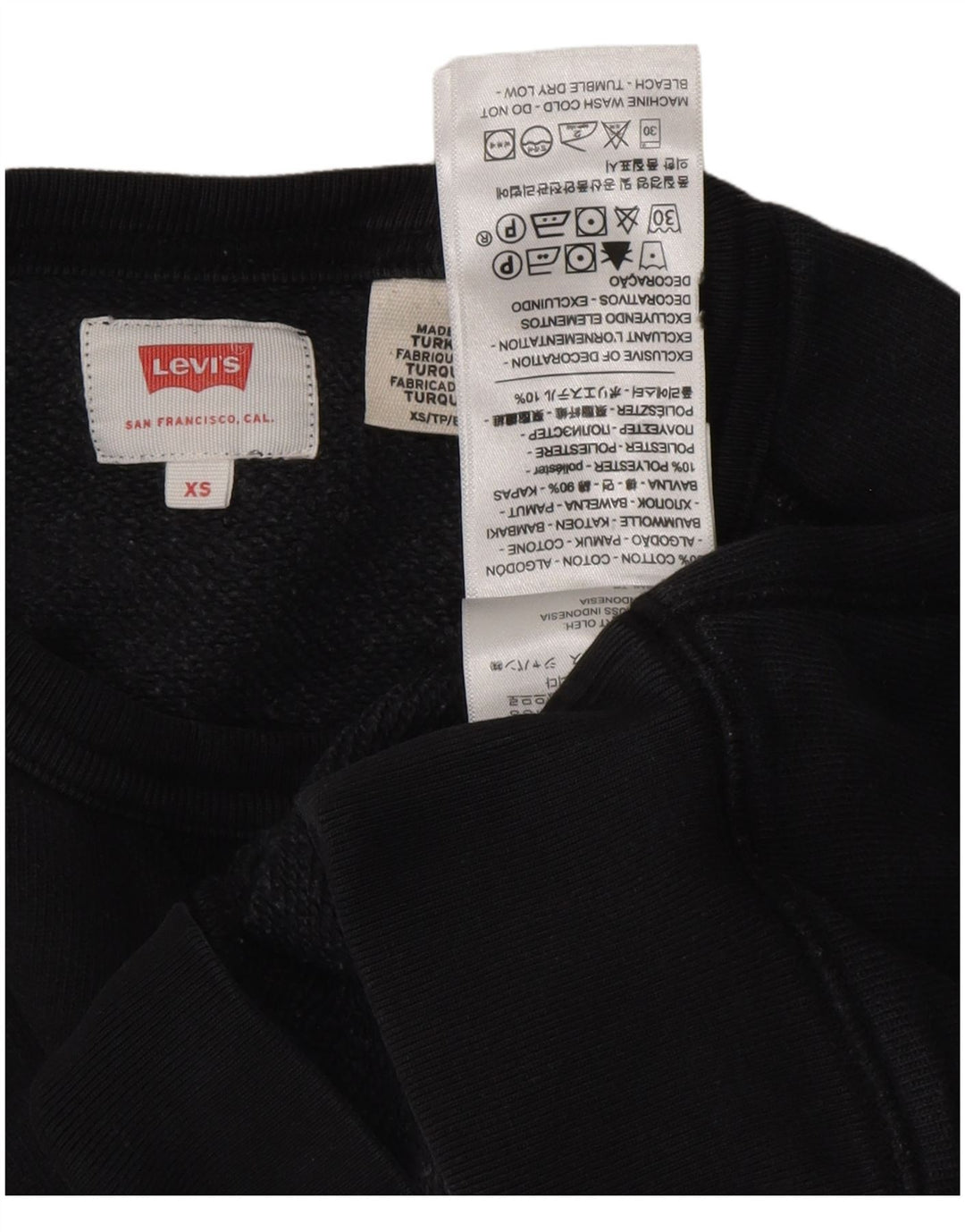 LEVI'S ženski džemper prekomjerne majice UK 6 XS crni pamuk