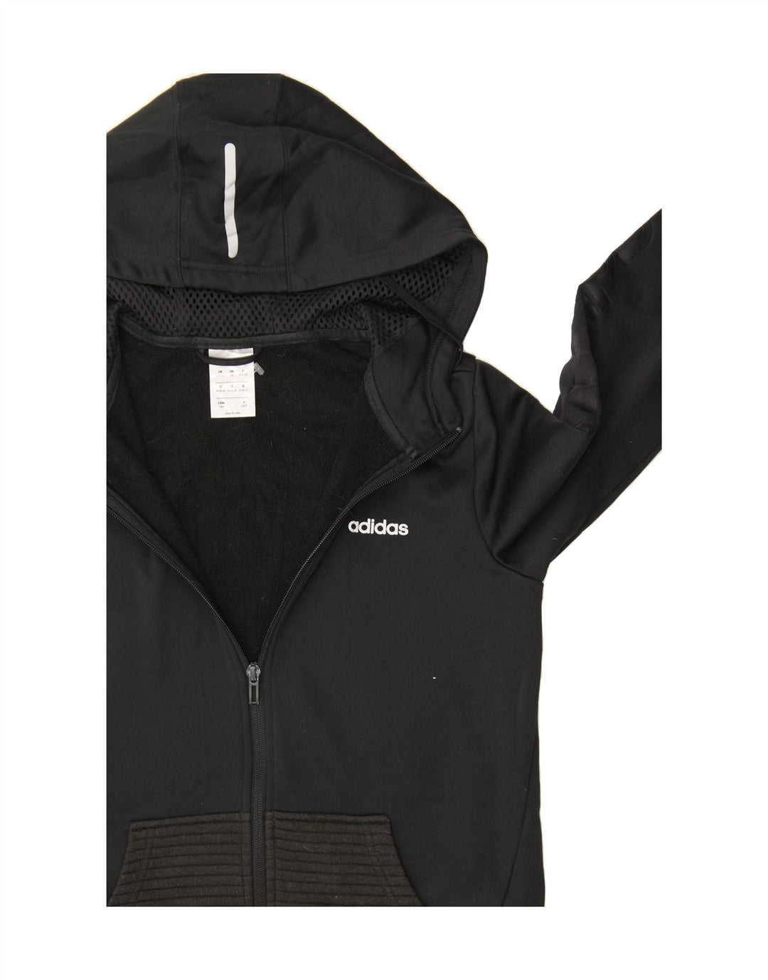 ADIDAS Womens Zip Hoodie Sweater UK 12/14 Medium Black Polyester Vintage Adidas and Second-Hand Adidas from Messina Hembry 