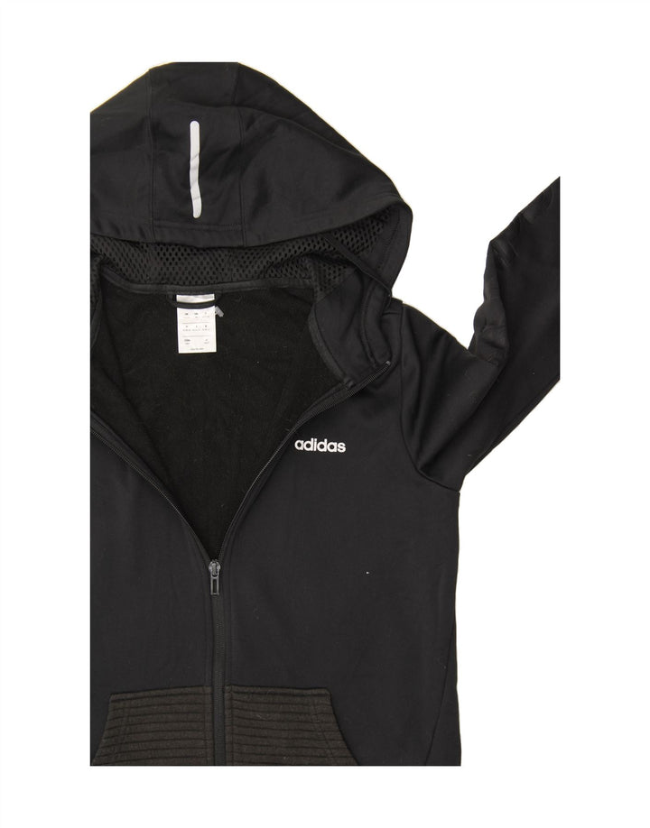 ADIDAS Womens Zip Hoodie Sweater UK 12/14 Medium Black Polyester Vintage Adidas and Second-Hand Adidas from Messina Hembry 