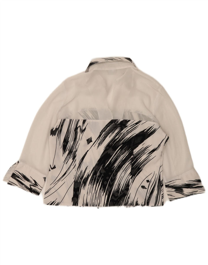 Vintage ženska košulja bluza s 3/4 rukavima IT 42 srednje bijele pruge od poliestera