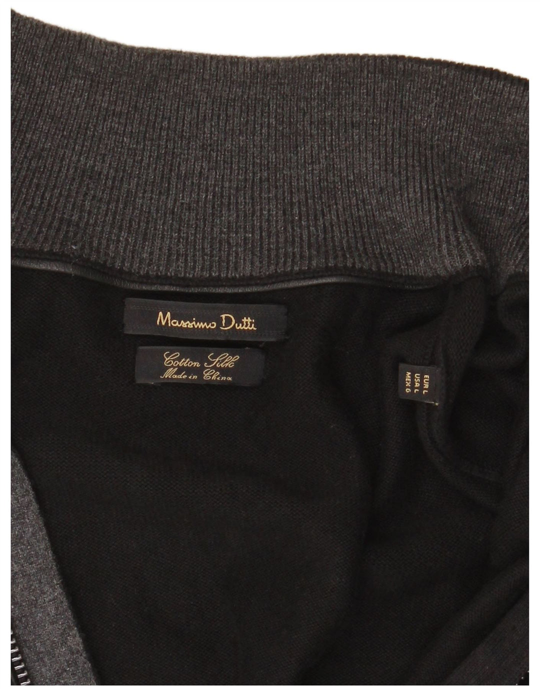 Veliki crni pamučni muški kardigan pulover s punim patentnim zatvaračem Massimo Dutti