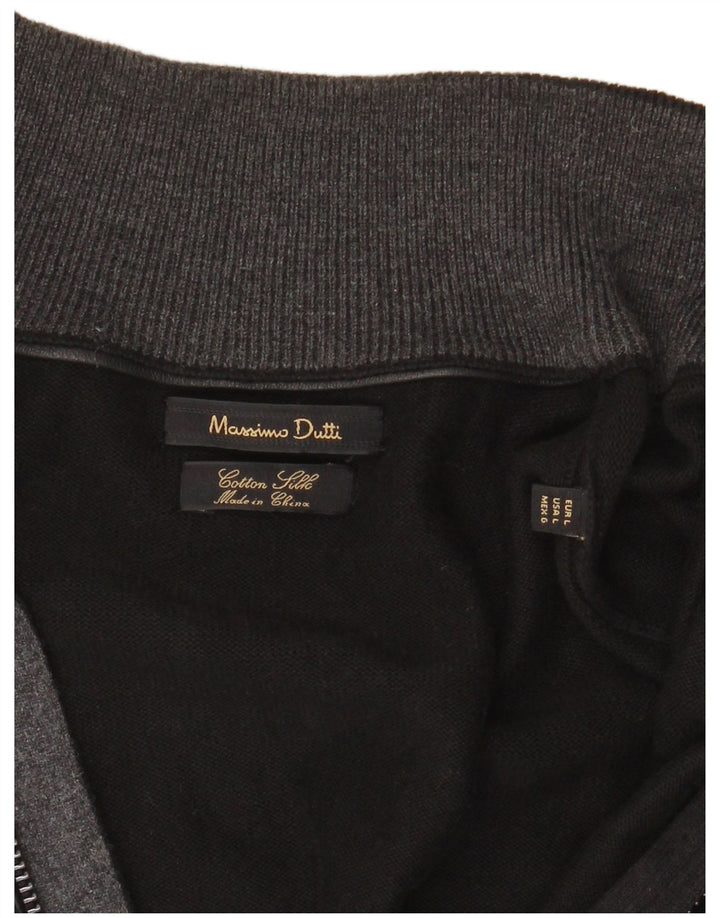 Veliki crni pamučni muški kardigan pulover s punim patentnim zatvaračem Massimo Dutti