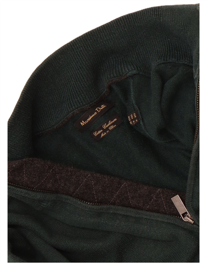 Massimo Dutti muški džemper s izrezom i srednjim zelenim pamukom