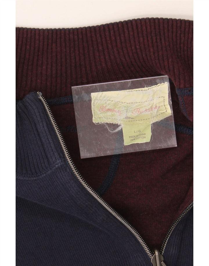 TOMMY BAHAMA Mens Zip Neck Jumper Sweater Large Navy Blue Vintage Tommy Bahama and Second-Hand Tommy Bahama from Messina Hembry 