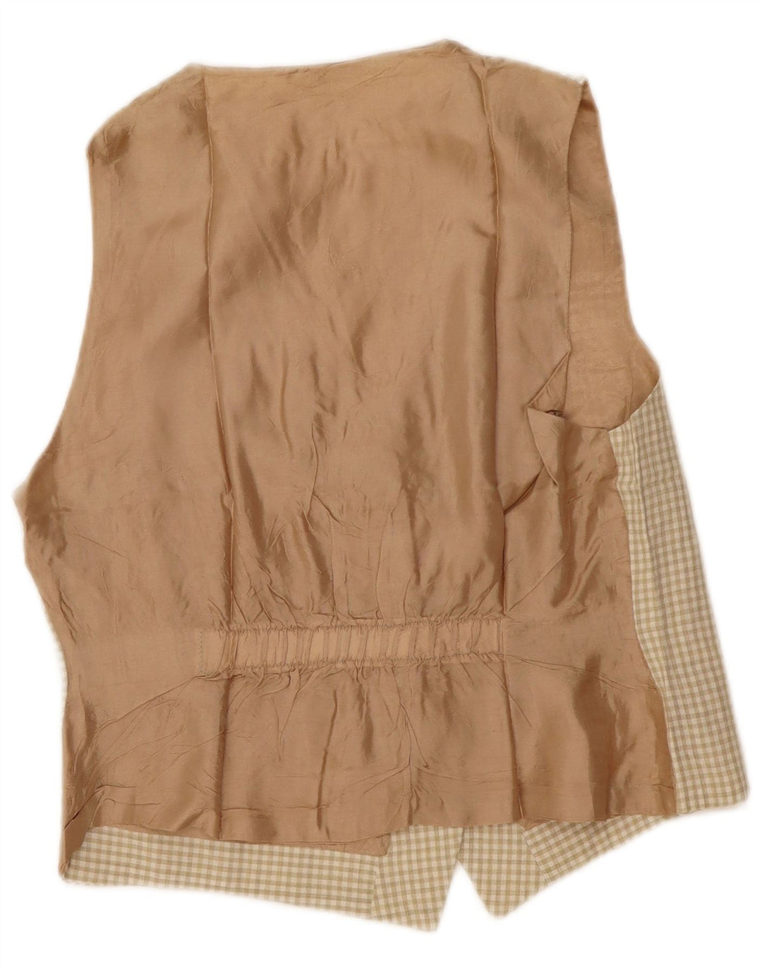 Vintage ženski prsluk UK 12 Srednje bež Gingham