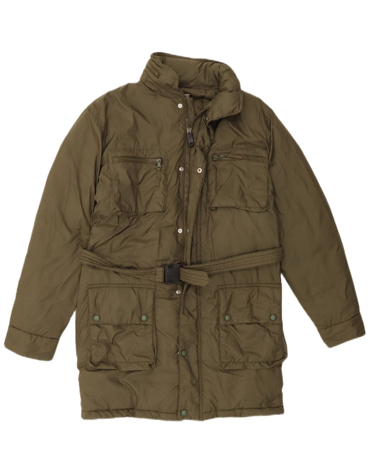 ALBERTO ASPESI Ženski podstavljeni kaput s kapuljačom UK 14 Srednji kaki poliester