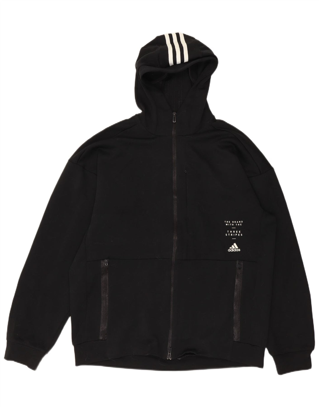 ADIDAS Muška pulover s kapuljačom Climalite Graphic Zip Srednje crni poliester