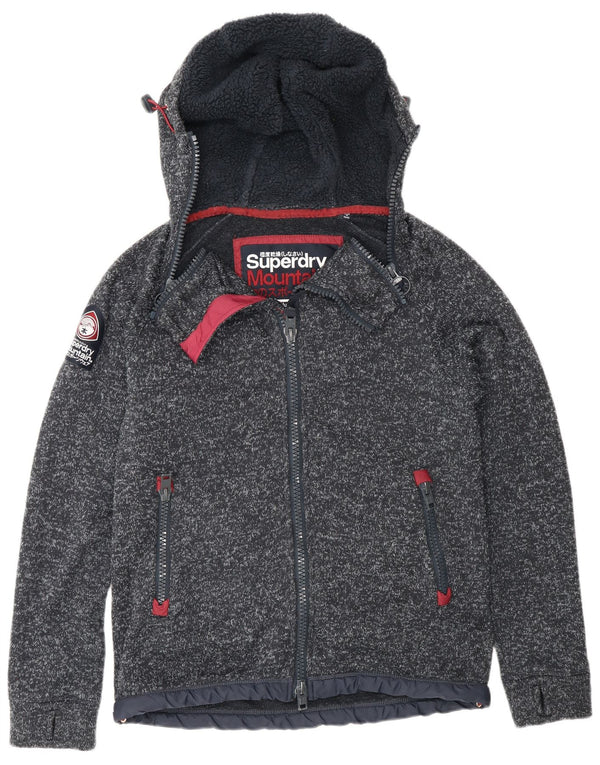 Superdry muški pulover s kapuljačom s patentnim zatvaračem UK 14 srednje tamnoplavi pjegavi poliester