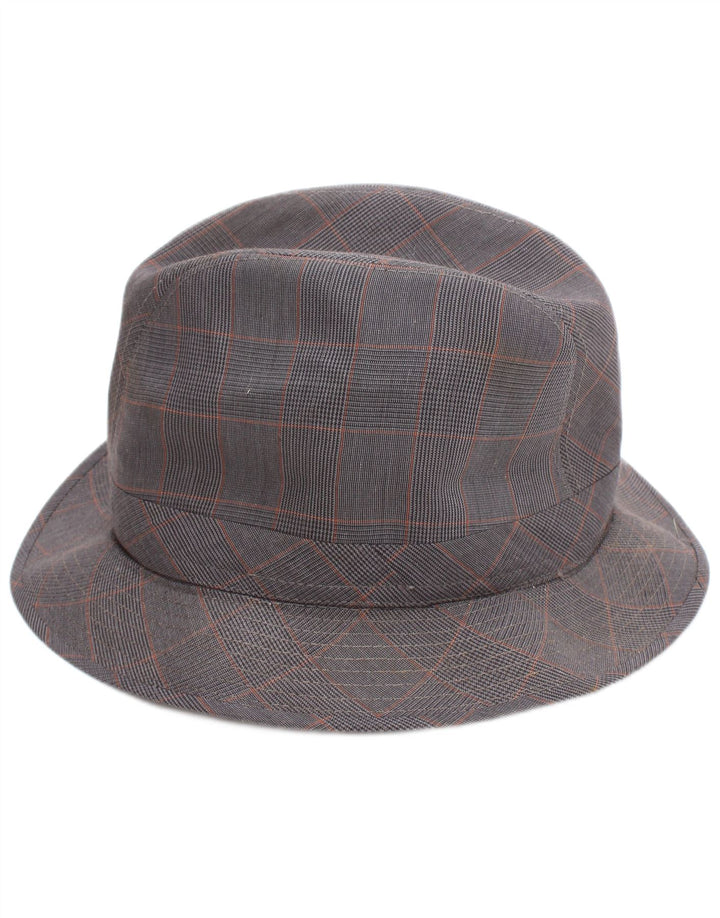 Vintage muški fedora šešir veliki sivi karirani klasični