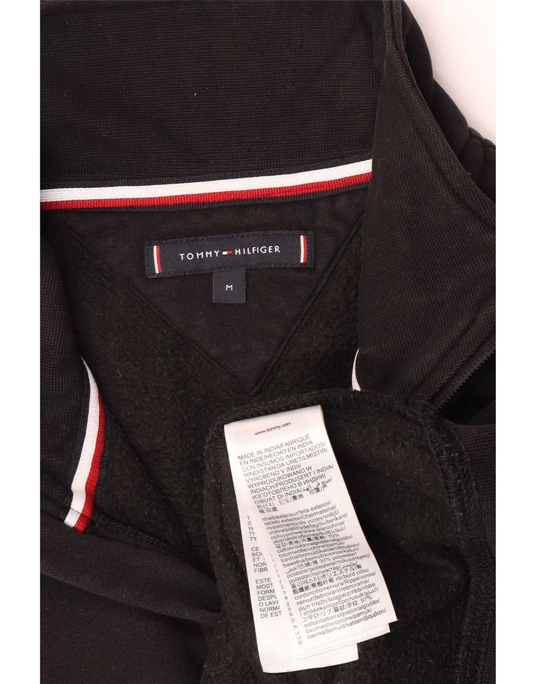 Tommy Hilfiger muška majica s kratkim izrezom s patentnim zatvaračem Srednje crni pamuk