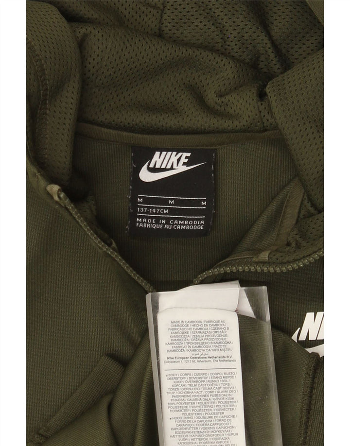 Nike pulover s kapuljačom s patentnim zatvaračem za dječake 10-11 godina, srednji kaki poliester