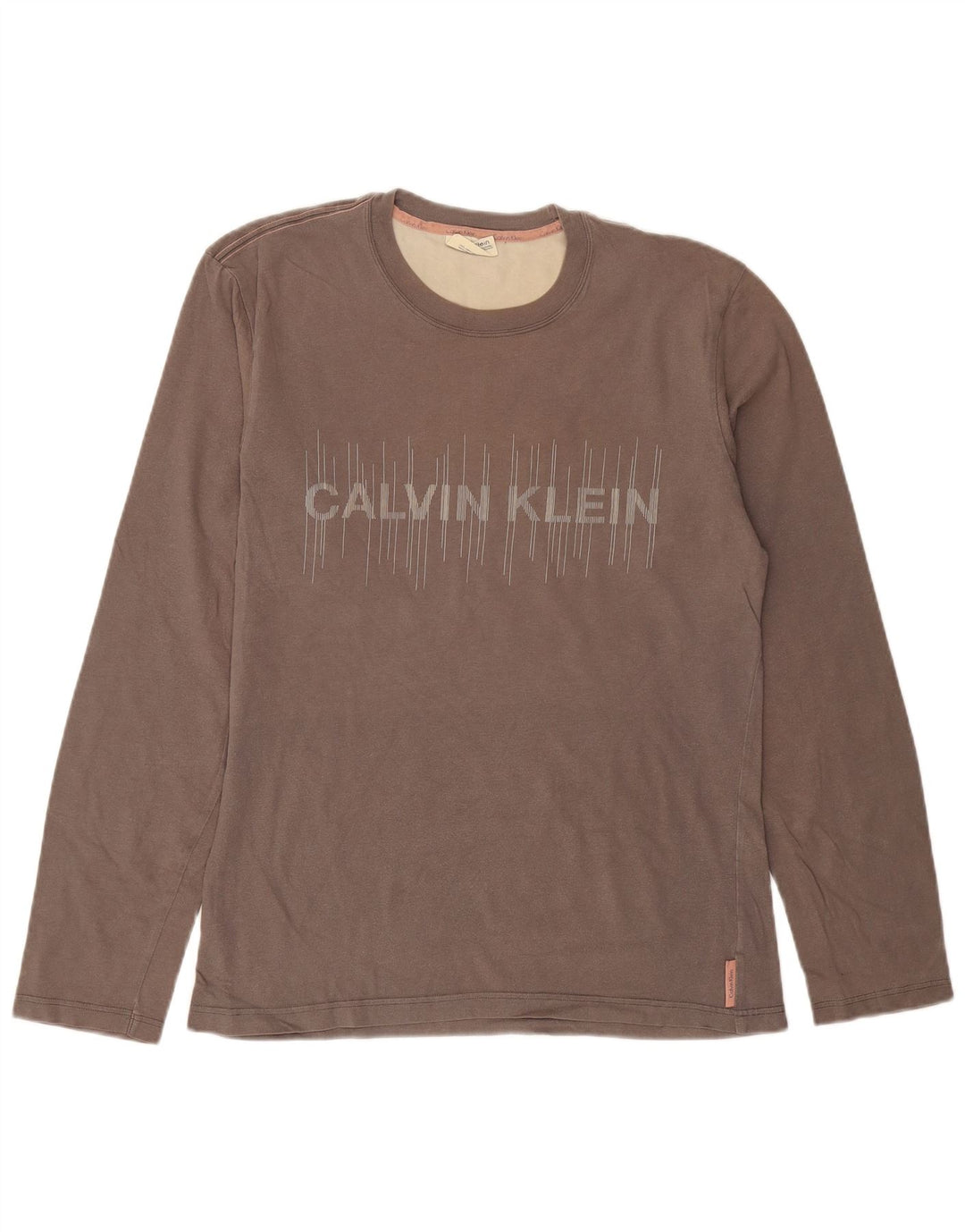 CALVIN KLEIN JEANS Mens Graphic Top Long Sleeve Medium Grey