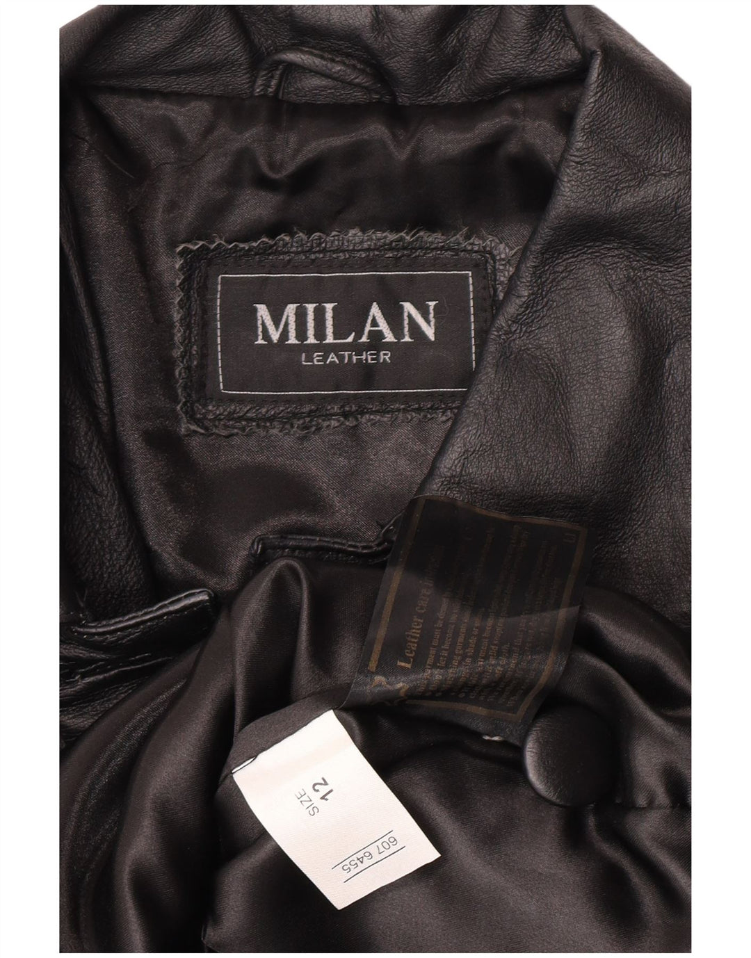 Vintage ženski kožni kaput US 12 Veliki crni kožni cvjetni kaput