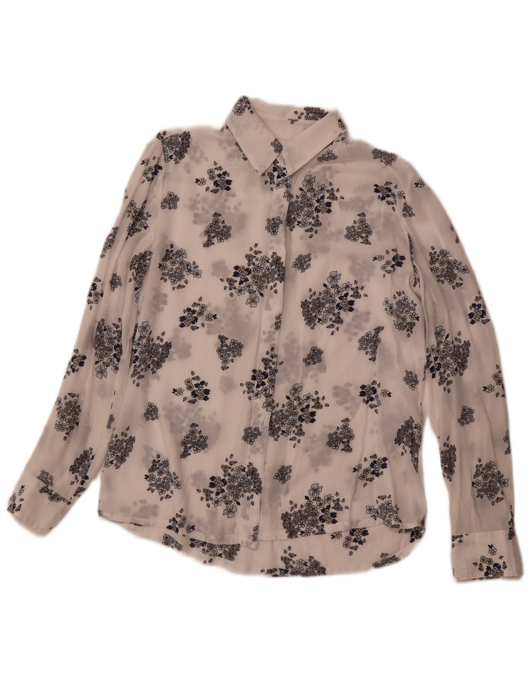 BENETTON ženska prozirna košulja UK 6 XS bijeli cvjetni modal