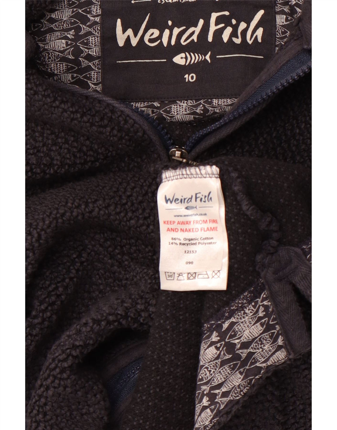 WEIRD FISH Ženski pulover s kapuljačom s patentnim zatvaračem UK 10 Mali tamnoplavi pamuk