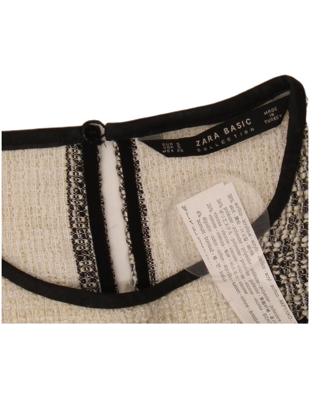 Zara ženski gornji dio bluze UK 10 Small off white karirani akril