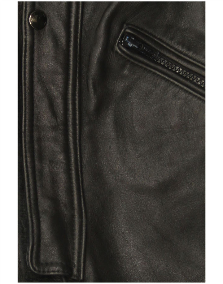 VINTAGE ženski kožni kombinezon bez rukava UK 12 Srednja crna koža