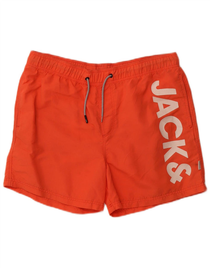 JACK & JONES Mens Graphic Swimming Shorts Small  Orange Polyester