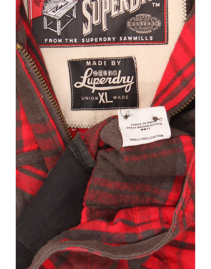 Superdry muška pomoćna jakna UK 42 XL crveni karirani pamuk