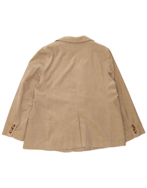 JAEGER Ženska jakna od samta s jednim gumbom UK 20 2XL Bež pamuk