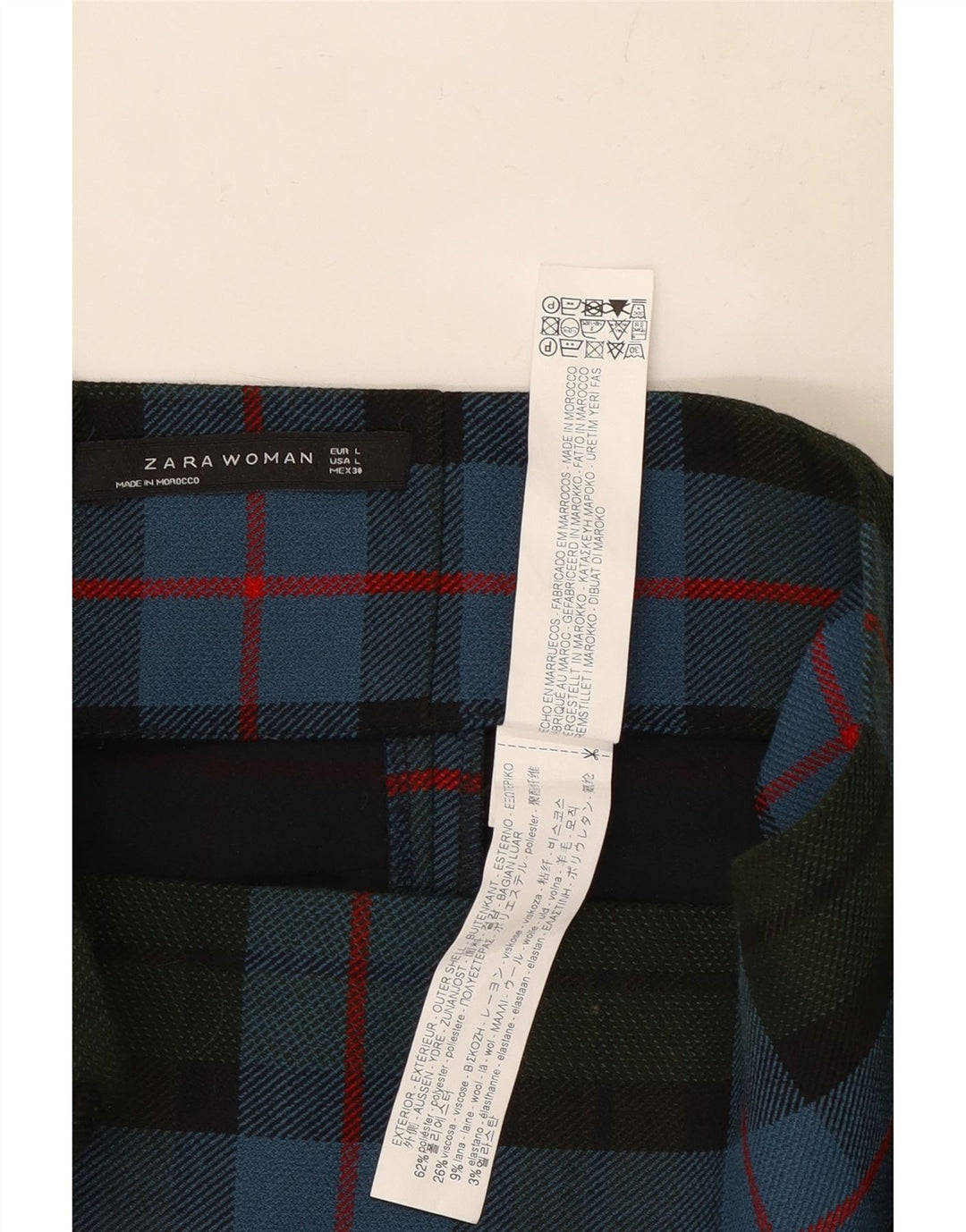 Zara ženska midi pencil suknja velika W32 plavi karirani poliester