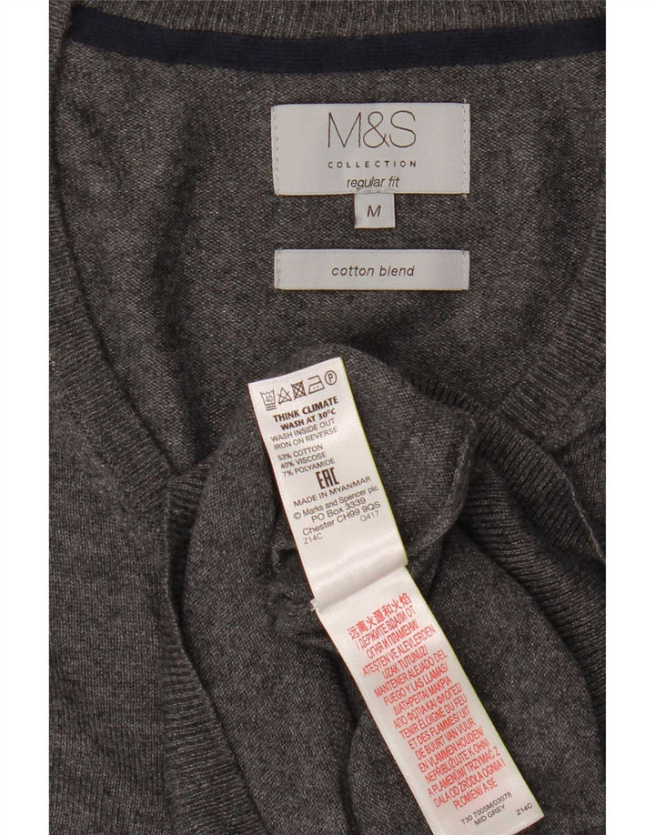 Marks & Spencer, muški džemper s V-izrezom, srednje sivi pamuk