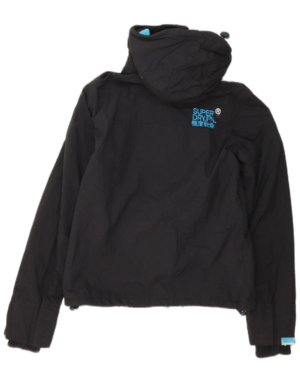 Superdry Womens Windcheater Hooded Windbreaker Jacket UK 10 Small Black