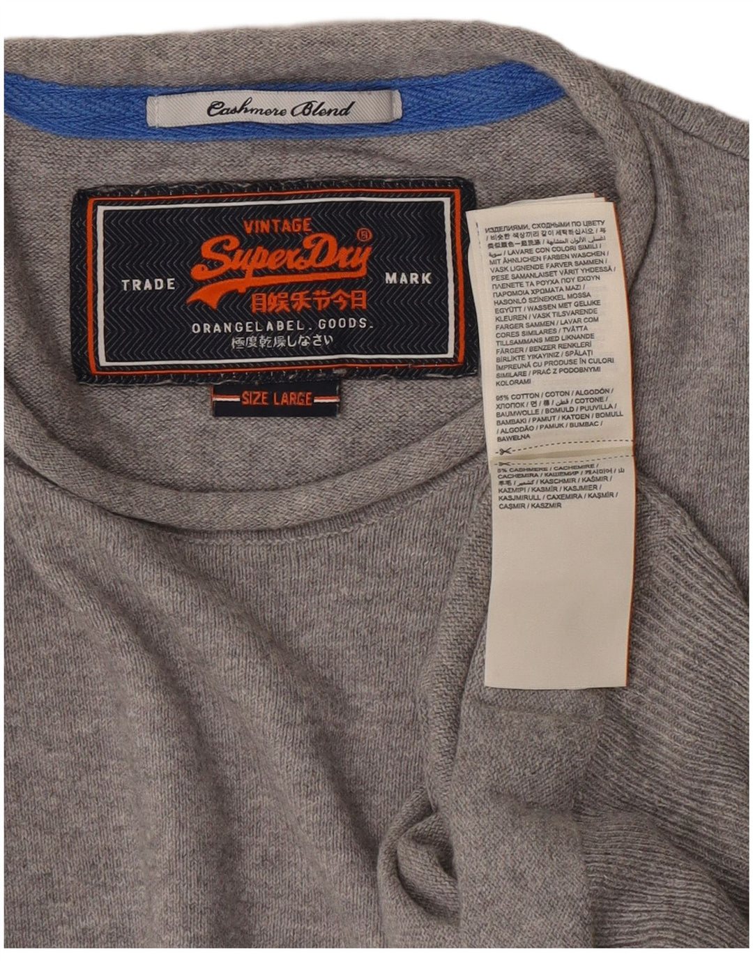 Superdry muški pulover s okruglim izrezom Veliki sivi pamuk