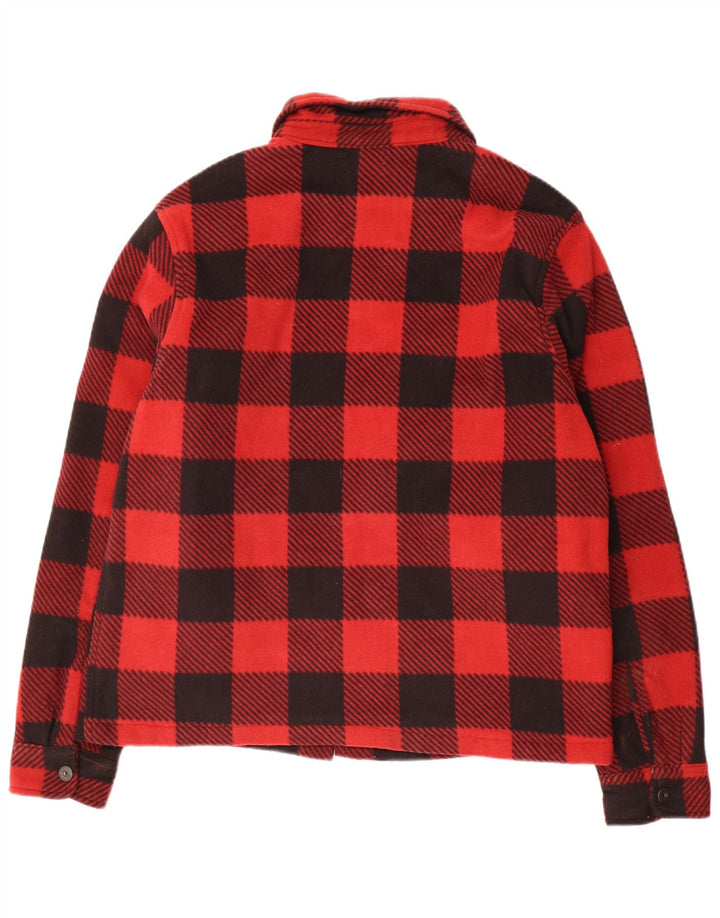 Vintage muška bomber jakna od flisa EU 50, veliki crveni karirani poliester