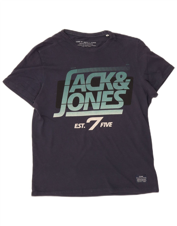 JACK & JONES Muška majica kratkih rukava s grafičkim motivima Srednji tamnoplavi pamuk