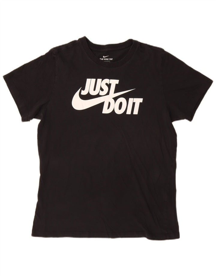 Velika crna pamučna majica Nike s grafičkim motivima