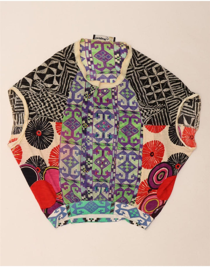 Desigual gornji dio ženske bluze UK 14 srednje raznobojni patchwork poliester
