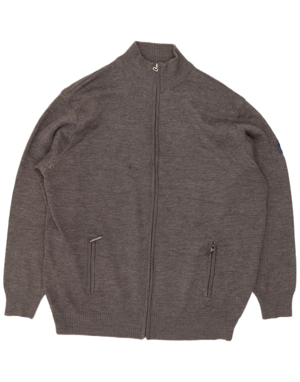 Vintage muški kardigan džemper 5XL od sive merino vune