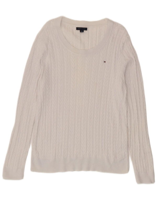 Tommy Hilfiger ženski džemper s veznim izrezom UK 18 XL bijeli pamuk