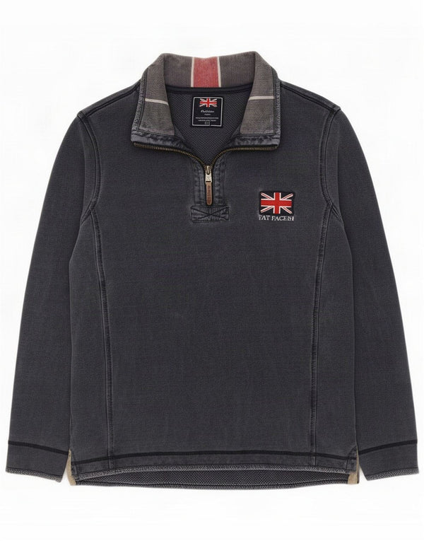 Fat Face Mens Zip Neck Sweatshirt Jumper Large Blue Cotton